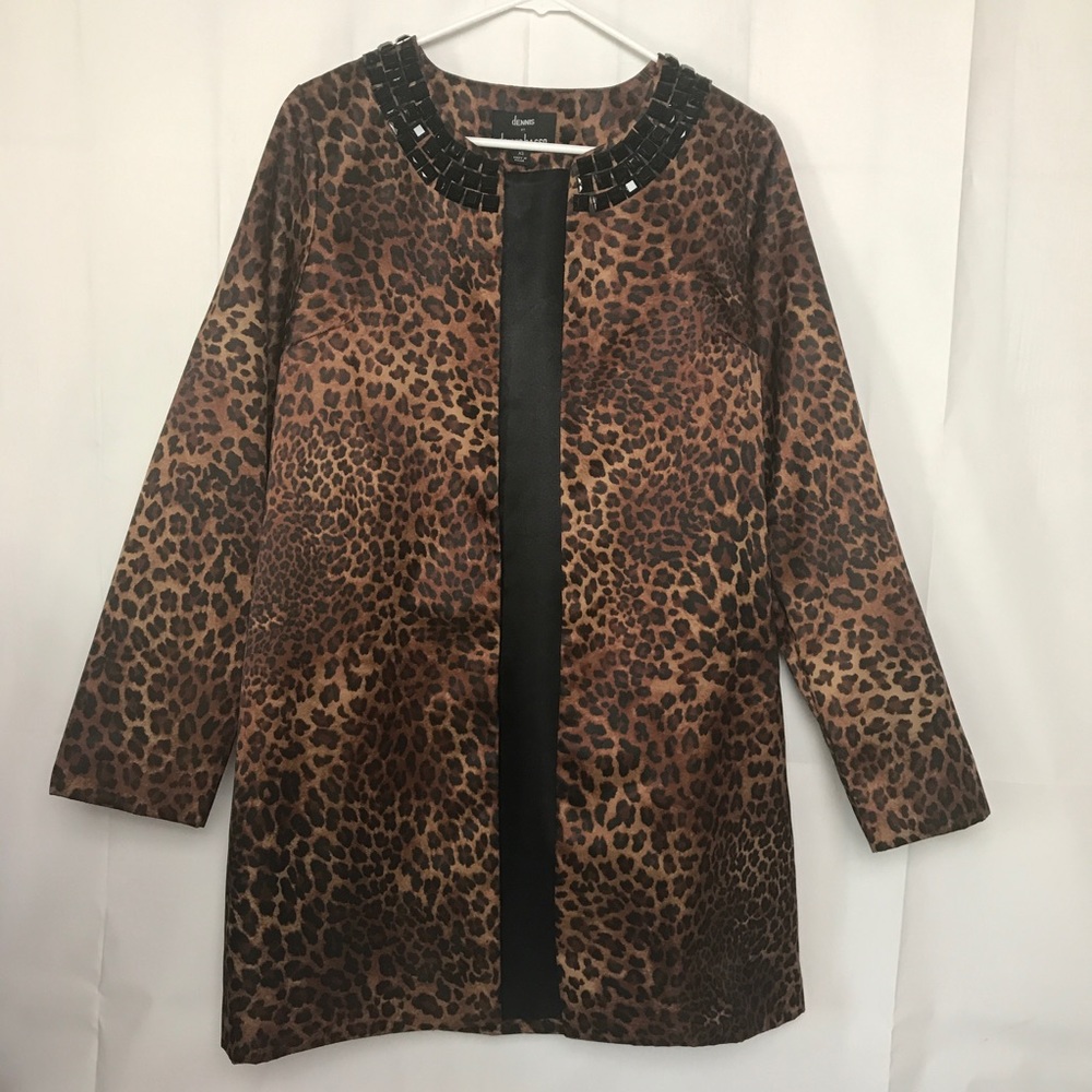 Dennis Basso Jacket Coat XS Animal Print Pockets